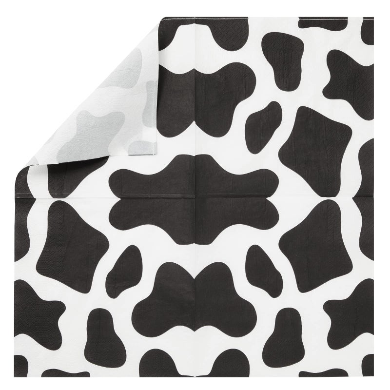 Blue Panda 100 Pack Cow Print Napkins for Farm Animal Birthday Party Supplies (2-Ply, 6.5 x 6.5 In) - Image 5
